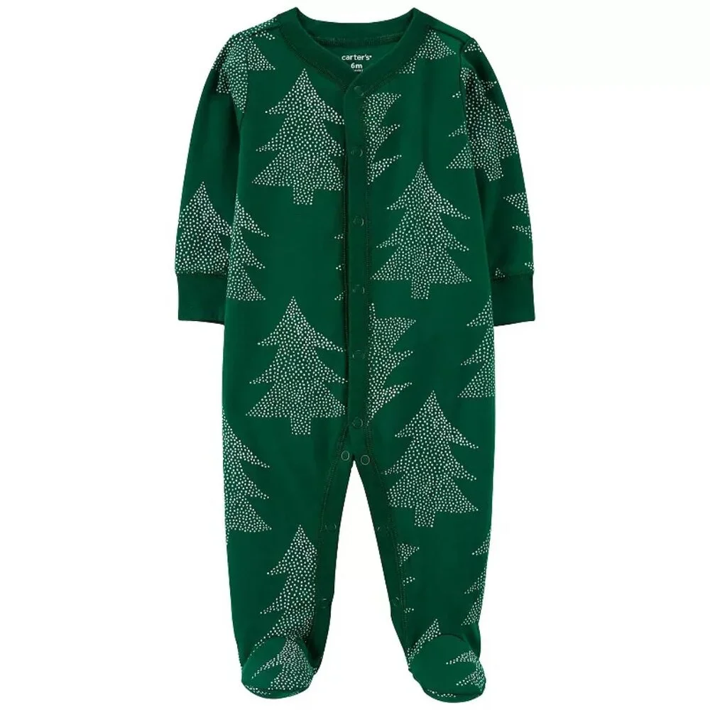Baby Carter's Christmas Tree Snap-Up Cotton Sleep & Play/NWT/3M